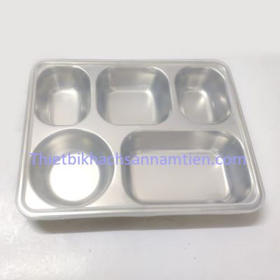 Khay Đựng Cơm Inox Sâu Lòng 5 Ngăn Nhỏ Inox 201