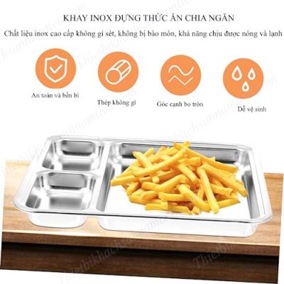 Khay Đựng Thức Ăn, Khay Cơm 3 Ngăn Inox 304 NT0416019