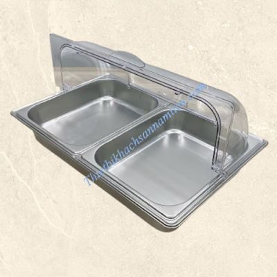 Khay Trưng Bày Thức Ăn 2 Ngăn Nắp PC