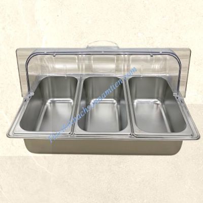 Khay Trưng Bày Thức Ăn Buffet 3 Ngăn Nắp PC