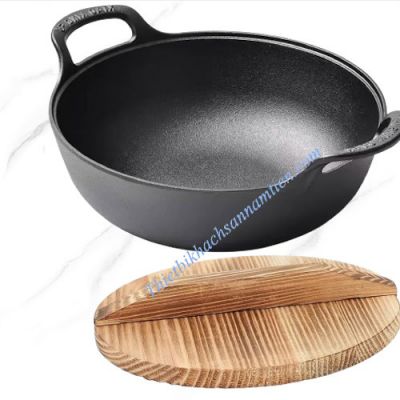 Nồi Gang 2 Quai Nắp Gỗ Lớn Size 27CM