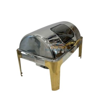 Nồi Hâm Buffet Chữ Nhật Chân Vàng Nắp Kính 1 Ngăn NT0301132-1