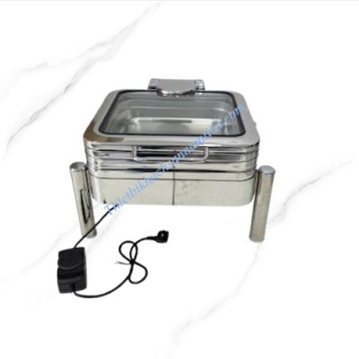 Nồi Hâm Buffet Điện Vuông Inox 304 Chân Trụ Tròn