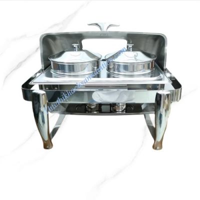 Nồi Hâm Soup Buffet Chữ Nhật Nắp Kính 2 Ngăn NT0315025