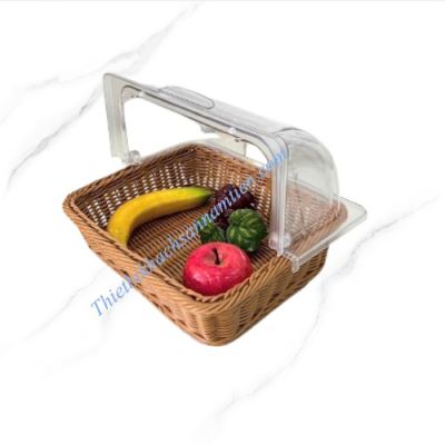 Rổ Nhựa Chữ Nhật Giả Mây Đan Đựng Bánh Mì Buffet