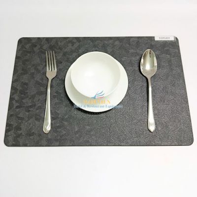 Tấm Lót Bàn Ăn, Miếng Lót Chén Dĩa Da Màu Đen NTPG023