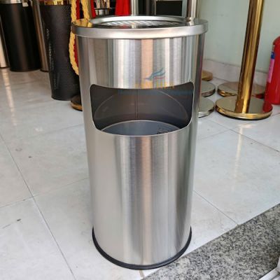 Thùng Rác Inox Tròn - Thùng Rác Gạt Tàn NTNT0103069