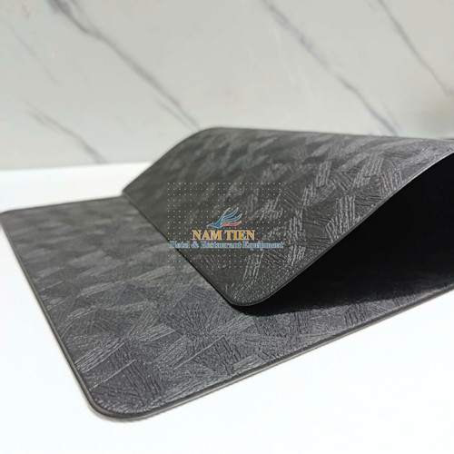  Tấm Lót Bàn Ăn, Miếng Lót Chén Dĩa Da Màu Đen NTPG023