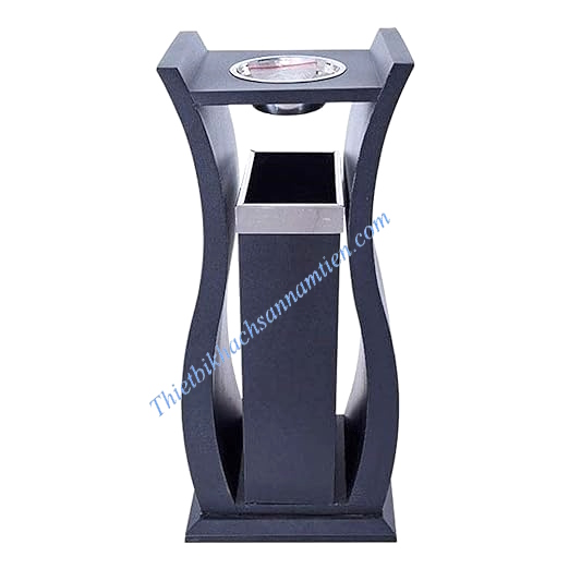 Thùng Rác Gạt Tàn Hình Bình Hoa Thép Sơn Đen