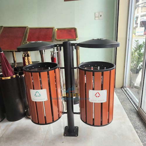 Thùng Rác Gỗ 2 Ngăn Ngoài Trời NT0104013