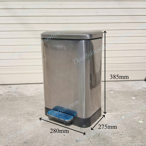 Thùng Rác Inox Đạp Chân 9L Phủ Nano Cao Cấp