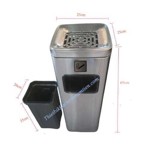 Thùng Rác Inox Gạt Tàn Chữ Nhật Cao Cấp NT0103073