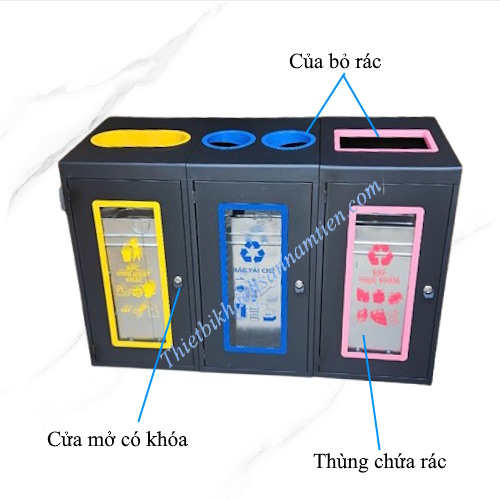 Thùng Rác Ngoài Trời 3 Ngăn Phân Loại Rác NT0104106