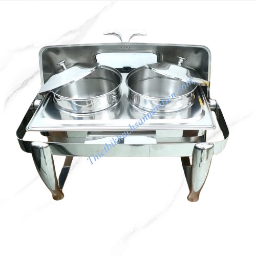 Nồi Hâm Soup Buffet Chữ Nhật Nắp Kính 2 Ngăn NT0315025