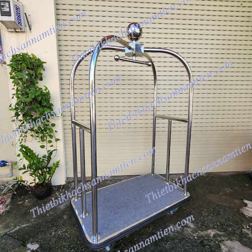 Xe đẩy hành lý inox trắng cao cấp 304 201