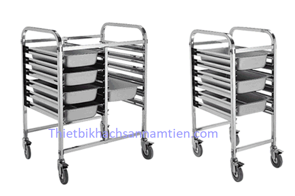 Xe đẩy khay inox GN 12 ngăn