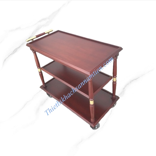 xe đẩy phục vụ thức ăn 3 tầng gỗ
