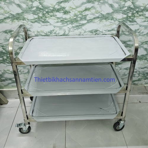 Xe đẩy thức ăn 3 tầng inox