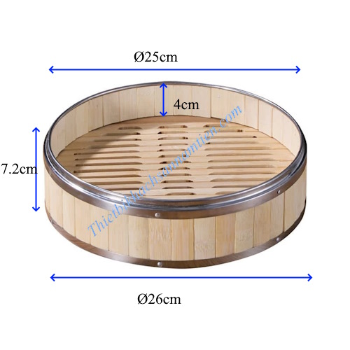 Xửng Tre Hấp Dimsum Viền Inox Size 26cm NT0317013