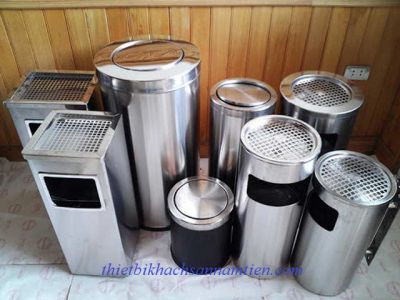 Cung cấp thùng rác inox gạt tàn, thùng rác inox nắp lật giá rẻ HCM